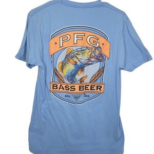 Columbia PFG Shirt Mens Sz Medium Performance Bass Fishing Graphic Double Sided